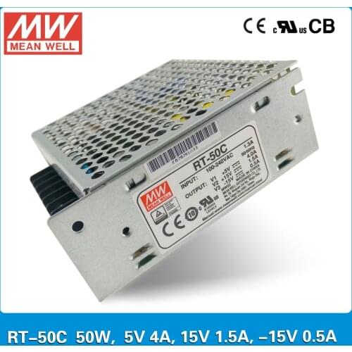 Original Mean Well RT-50C 50W Triple output +5V/4A +15V/1.5A -15V/0.5A Meanwell three output Power Supply