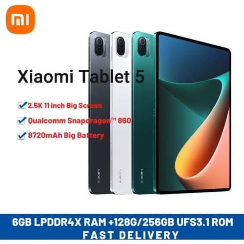 Original Xiaomi Tablet 5 11inch 2.5K LCD 120Hz Screen Mi Pad 5 Snapdragon 860 6GB RAM+128GB/256GB ROM Wifi 33W 8720mAh Battery