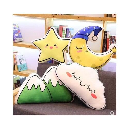 Rainbow sunsky hillside sunsky moon Plush Pillow Soft Cushion Kawaii Stuffed soft Plush Toys For Children room Decorative gif