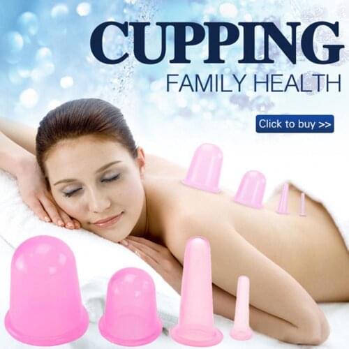 4Pcs/Set Suction Cup Simply Design Body Improvement Food Grade Material Body Vacuum Massage Cup for Home Suction Cup Body Care