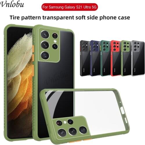 Shockproof Tire Pattern Frame Transparent Phone Case For Samsung Galaxy S21 Ultra S20 FE S10 Plus A71 A51 Case Bumper Back Cover