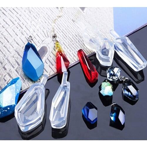 4PC A diamond pendant Craft DIY Transparent UV Resin epoxy Silicone Combination Molds for DIY Making Finding Accessories Jewelr