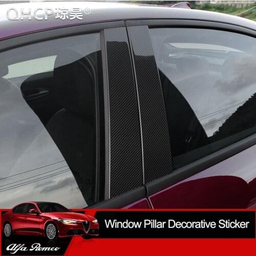 QHCP Car Window Pillar Decorative Sticker Carbon Fiber Car Window Decoratioon Sticker Fit For Alfa Romeo Giulia