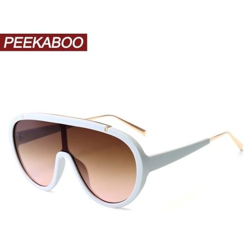 Peekaboo one piece sunglasses women oversized hot selling mens goggles brown white sun glasses male 2020 summer uv400