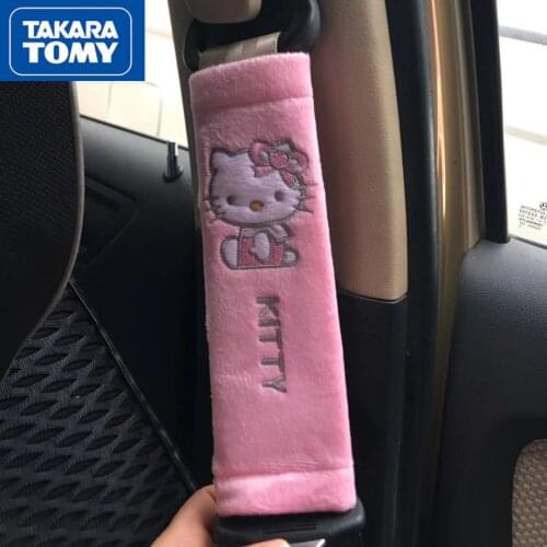 TAKARA TOMY winter fashion cartoon hellokitty short plush car comfort lady safety shoulder guard car interior decoration