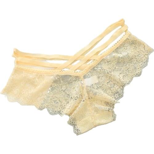 Sexy Women Criss-cross Bandage Hollow Out Briefs Lace Stretchy Underpants Thong Erotic lingerie Womens panties