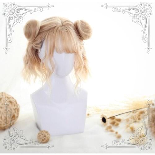 High Quality Lolita Golden Gradual Change Female Wig Water Wave Hair Cosplay Party