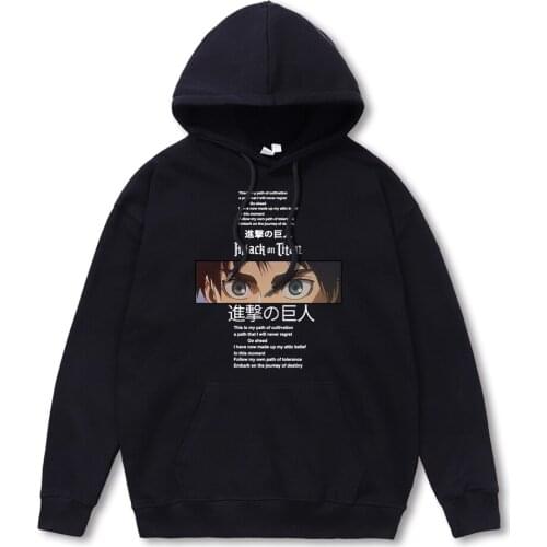 Attack On Titan Anime Staring Eyes Mens Hooded Fashion Fleece Hoodies Autumn Crewneck Hoodie Loose Fleece Oversize Sportswear