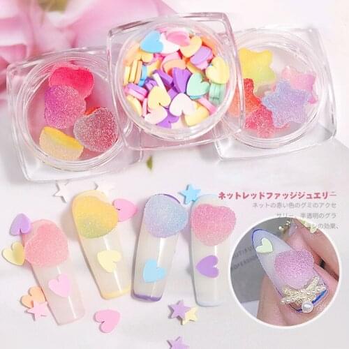 Nail Jewelry Gummy Colorful Nail Sparkl Lovely Peach Heart Star Design DIY Nail Drill Jewelry Nail decoration