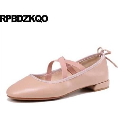 Genuine Leather Slip On Suede China High Quality Soft Ballet Flats Women Ballerina Round Toe Elastic Peach Chinese Bow Mary Jane
