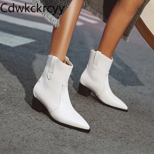 Winter The New Europe and America fashion Pointed Thick heel Martin boots Plus cashmere Keep warm High heel Women boots 34-47