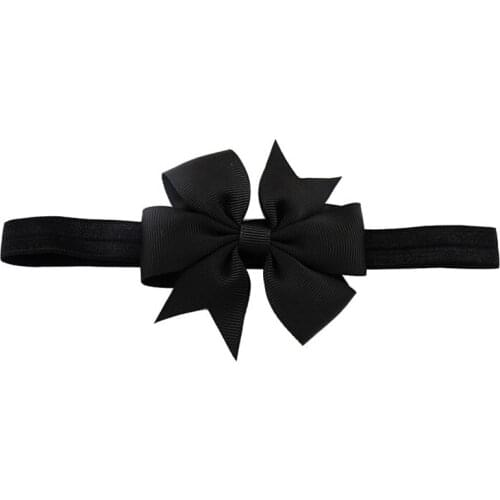 1 Piece Baby Girls Hair Bow Tie Ribbon Decor Hairband Headband (Black)