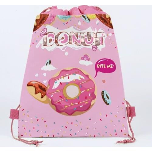 1pcs Drawstring Bag For Girls Travel Storage Package Donuts Party Theme Birthday Gift Bags Non-woven Fabrics School Backpacks