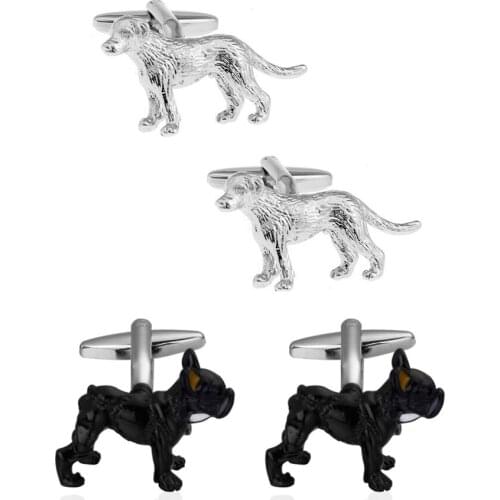 10pairs/lot Copper Plating Black Dog Cufflinks Golden Retriever Doggie Cuff Links Mens Jewelry Accessory Wholesale