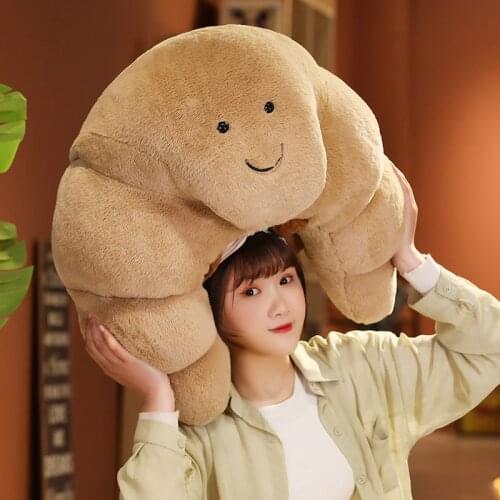 18/36/70cm Creative Smile Croissant Plush Toys Kawaii Food Bread Pillow Stuffed Soft Dolls Sleeping Cushion for Children Baby