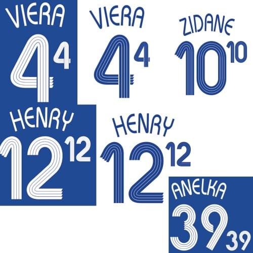 2006 Nameset #10 ZIDANE #12 HENRY #4 VIERA #39 ANELKA Printing Heat Print Football Soccer Patch Badge