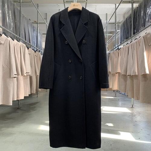 2020 high quality autumn and winter Korean hand sewn double faced cashmere coat women s woolen coat wool