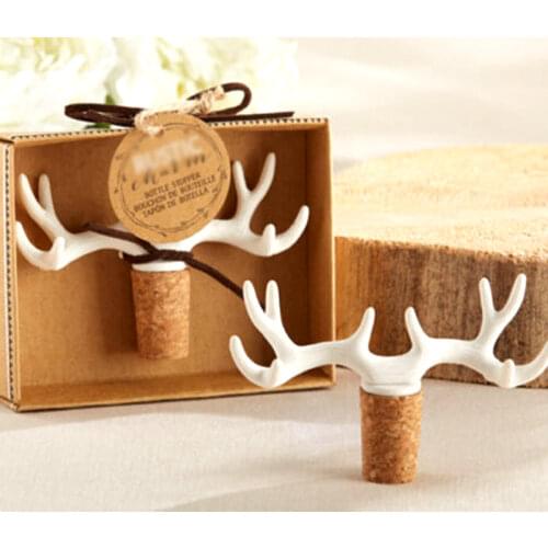 3PCS Resin Cork Antler Deer Elk Shape Wine Stoppers Home Wedding Decoration Bar Tool For Wine Champagne Bottle Xmas Party Gift