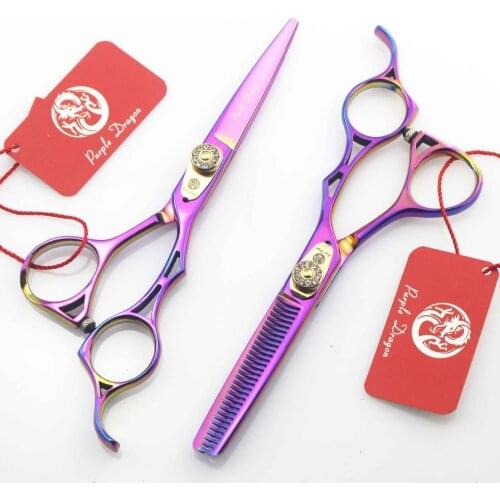 572# 5.5 in. Brand Purple Dragon TOP GRADE Hairdressing Scissors JP 440C Diamante Cutting Scissors Thinning Shears Hair Scissors