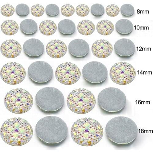 8/10/12/14mm Round Bling Clear White AB Resin Rhinestone Flatback Cabochon Stone DIY Wedding Decoration Crafts