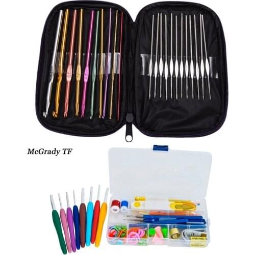 Brand Aluminum Crochet Hooks Set Ergonomics Aluminum Weave Craft DIY Stitch Loom Kit Craft Sewing Tools Knitting Needles Tools