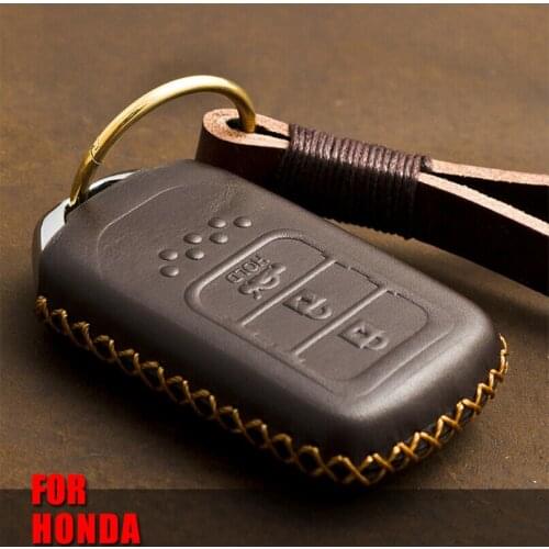 New Genuine Leather Car Key Case Full Cover for Honda Accord 9 Crider City 2015 2016 Vezel Spirior Odyssey Civic Jazz HRV CRV