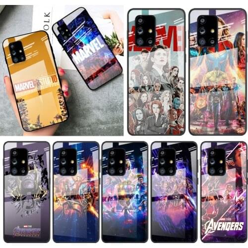 Tempered Glass Cover Marvel Avengers Assemble For Samsung Galaxy A91 A81 A72 A71 A52 A51 A41 A31 A21S A11 A01 Phone Case