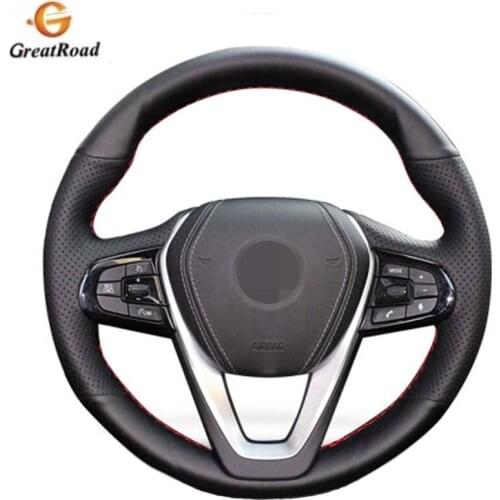 Black Genuine Leather Steering Wheel Cover for BMW G30 530i 540i 520d 530e 2016-2018 G32 GT 630i 630d 2017-2018