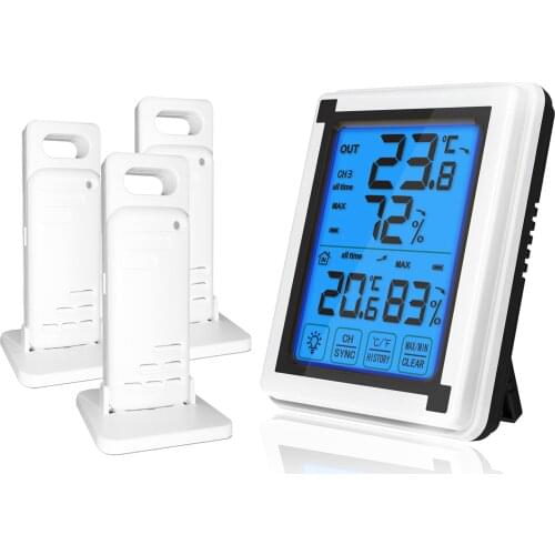 Digital Thermometer Wireless Digital Hygrometer Thermometer Large LCD Display Touch Screen Weather Station Hygrothermograph
