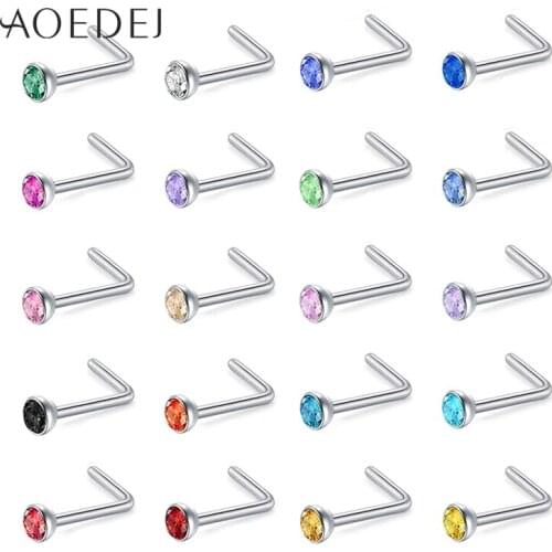 AOEDEJ Colorful Crystal Nose Studs for Women 316L Stainless Steel Nose Ring Vintage Body Jewelry Nose Ear Piercing Accessories