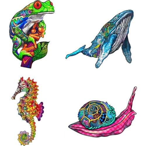 Wooden Jigsaw Puzzle Snail Whale Animals Shape Wooden Puzzle For Adult Kids Educational Toys DIY Wood Puzzle Games Crafts Gifts