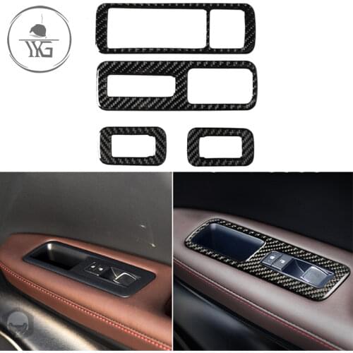 For Lexus RX300 270 200T 450H 2016-19 Car Armrest Panel Lift Buttons Sticker Carboon Fiber Driver Side Door Control Accent Cover