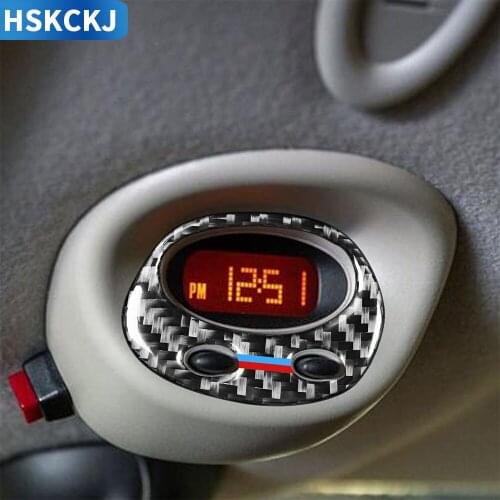 For MINI Cooper Hatch One R50 R53 2002 2003 2004 Carbon Fiber Sticker Overhead Time Display Panel Interior Car Accessories