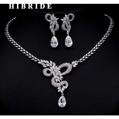 HIBRIDE New Arrival AAA Cubic Zircon Dubai Women Bridal Jewelry Sets Female Engagement Wedding Party Jewelry N-221