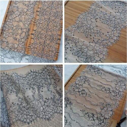Black And Gray Two Colors Eyelashes Hook Flower Lace Fabric Lace Embroidery Accessories DIY Clothing Skirt Stitching