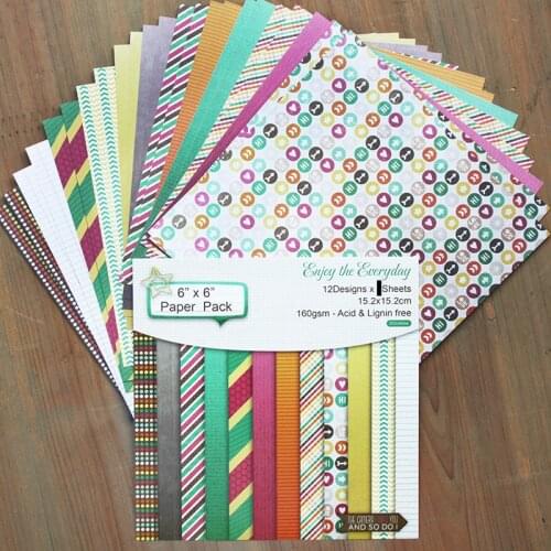 KSCRAFT 12 Sheets Enjoy Everyday Scrapbooking Pads Paper Origami Art Background Paper Card Making DIY Scrapbook Paper Craft