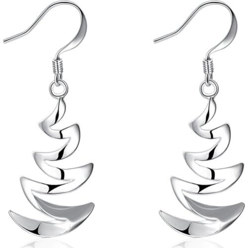Fashion sterling silver earrings womens long earrings lightning crescent earrings womens silver jewelry exaggerated jewelry