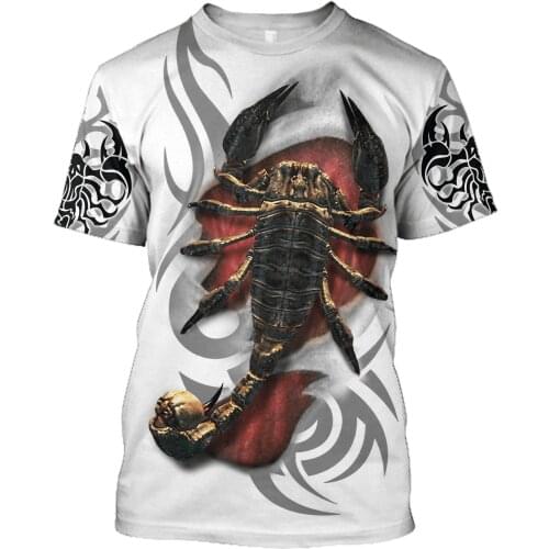Men Casual Animal 3D Print T-Shirts Scorpio Tattoo Hip-Hop Tshirts Summer Tees Harajuku Punk Wome Unisex Short Sleeve Tops 2