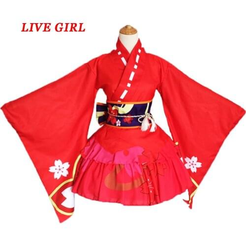 Liva girl New Anime Game of Onmyoji Cosplay Costumes Lolita Party Dress Red Kimono Dress For Girls Woman Cosplay Costumes