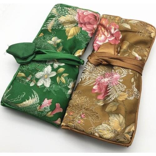Wholesale 2pcs elegant new fashion womens Chinese embroidered jewelry roll bag
