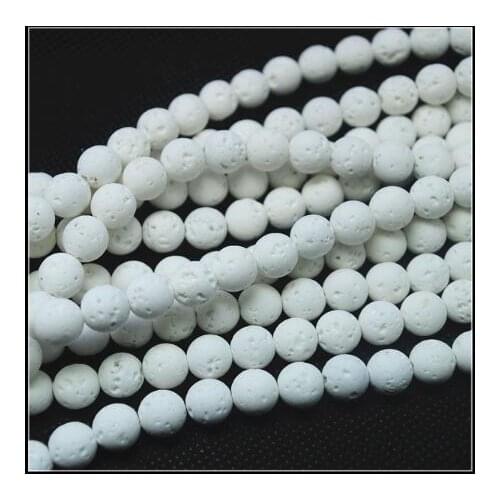 Wholesale white lava stone round ball lava beads natural beads for bracelets making 6mm 8mm jewelry diy beads 15.5 inches