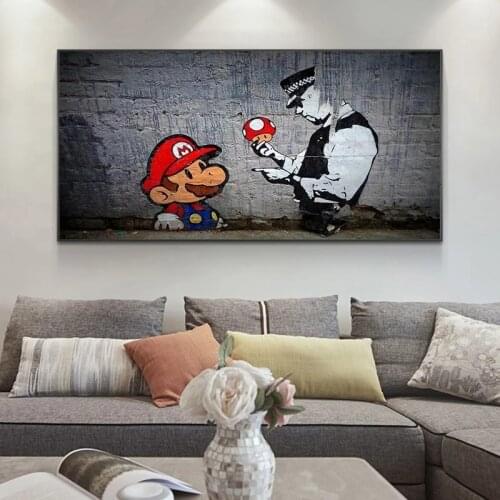 Poster and Prints Graffiti Mario Art Painting Painting Canvas Painting Wall Art Pictures for Living Room Home Decor Cuadros