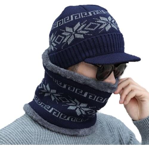 Unisex Warm Winter Hat Fashion Winter Beanie Hat For Men & Women Winter Beanie Wool Fur Scarf Cap Thick Visor Knitted Hat