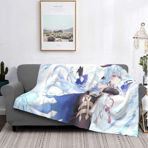 Genshin Impact Blanket Fleece Spring Autumn Gan Yu Fantasy Breathable Ultra-Soft Throw Blankets for Bed Bedroom Rug Piece
