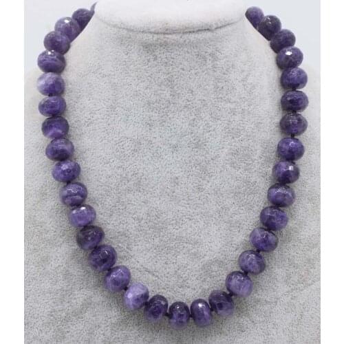 Wow! purple amethyst roundel faceted 14*10mm faceted 18" necklace nature FPPJ wholesale