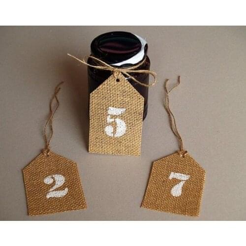 Vintage Hessian Table Number Tag Wedding Party Centerpiece Jute String Birthday Home Party Burlap Table Decoration