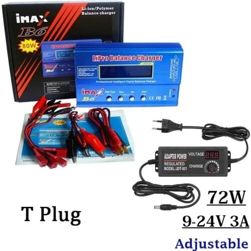 Battery Lipro Balance Charger iMAX B6 charger Lipro Digital Balance Charger 24v 3A Adjustable Power Adapter Charging Cables