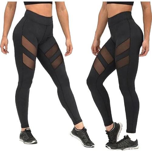 Legging Women High Waist Mesh Patchwork Pants Fitness Legging Running Gym Trousers See Through Skinny Yoga Pants