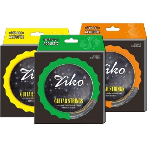 ZIKO DTP Phosphor Bronze Acoustic Guitar Strings 010-048 011-050 012-053 Hexangular Titanium Alloy One-body End Design