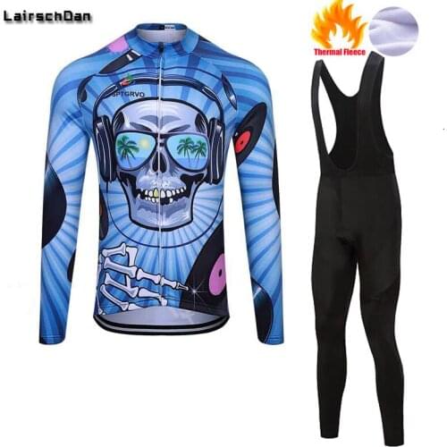 LairschDan Conjunto Ciclismo Masculino Invierno 2022 Skull Cycling Clothing Warm Bike Clothes Mtb Bicycle Long Pants Cycle Kit